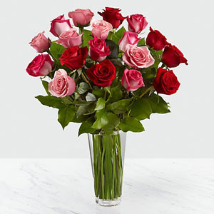 Basking Ridge Florist | 18 Red & Pink Roses